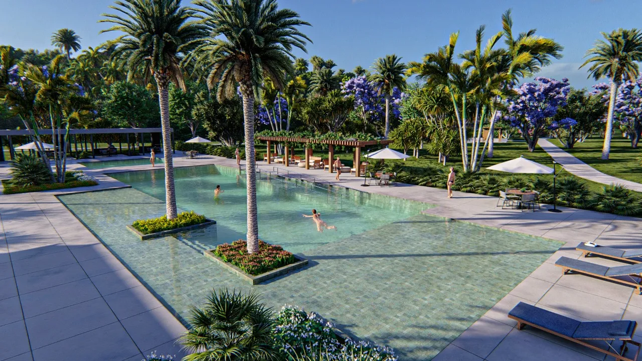 Piscina do Tramonto com ilhas de palmeiras